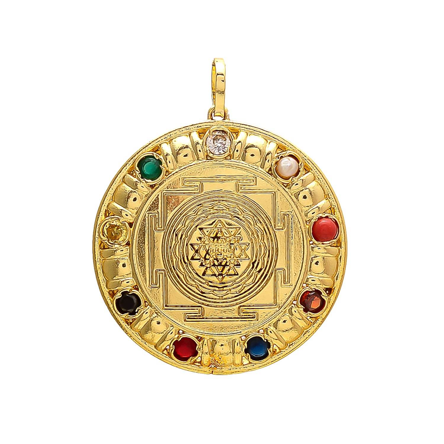 Navratana Shri Yantra Pendant – Powerful & Auspicious - Aemorio