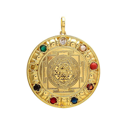 Navratana Shri Yantra Pendant – Powerful & Auspicious - Aemorio