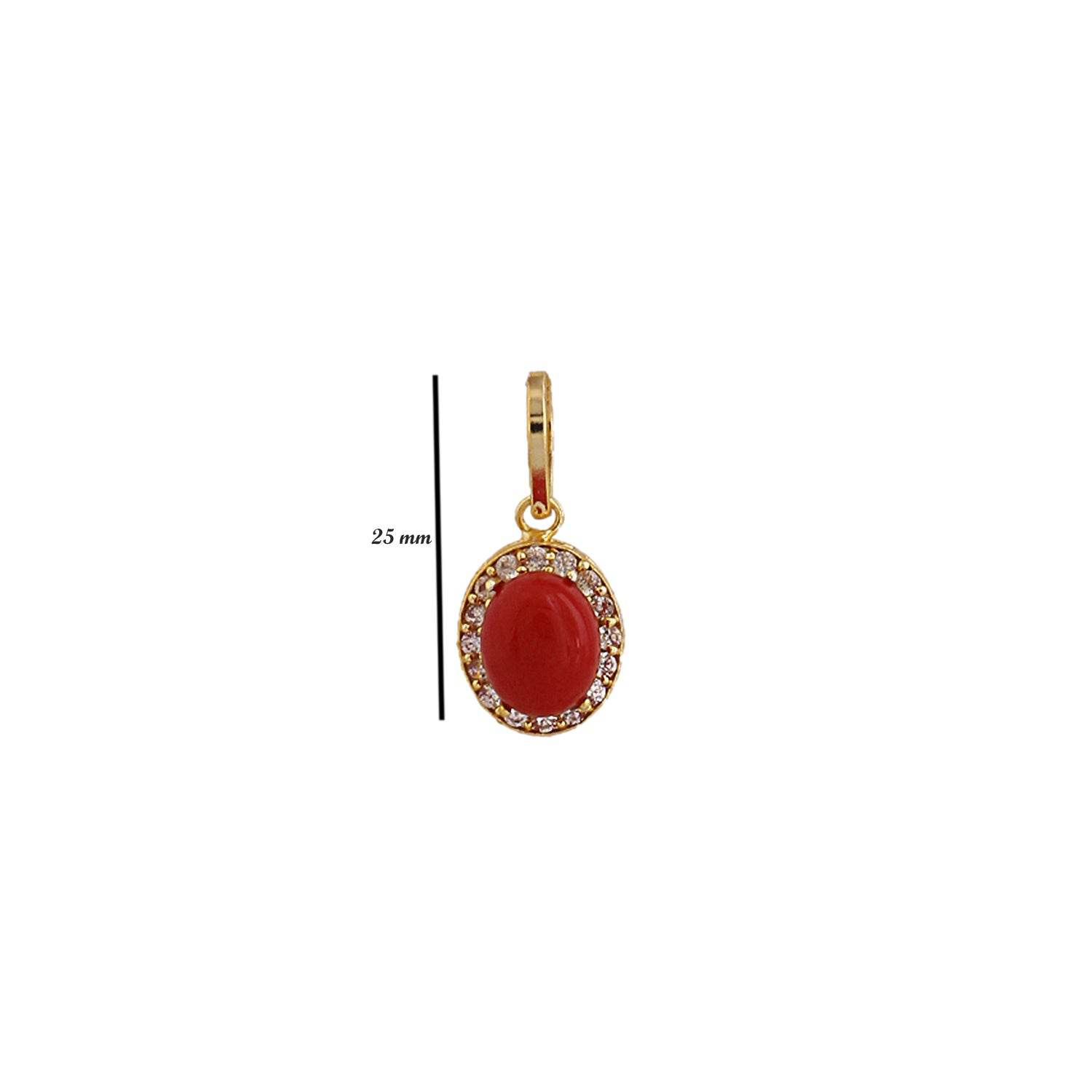 Elegant Synthetic Red Coral & Cubic Zircon Pendant - Aemorio