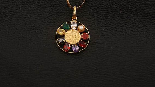 Navratana Sri Yantra Pendant – Spiritual & Auspicious Charm - Aemorio