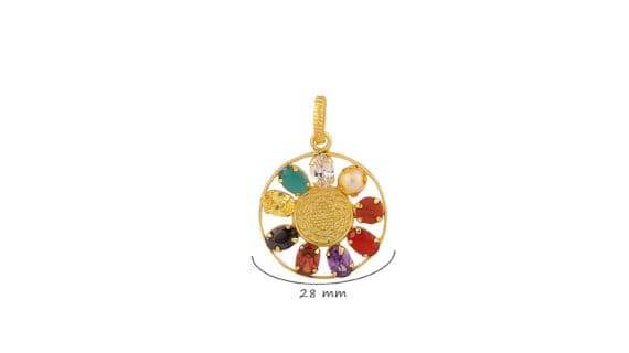 Navratana Sri Yantra Pendant – Spiritual & Auspicious Charm - Aemorio