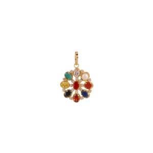 Navratana Pendant with 9 Gemstones – Gold Plated - Aemorio