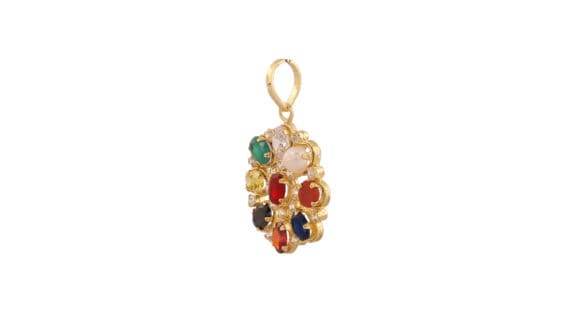 Navratana Pendant with 9 Gemstones – Gold Plated - Aemorio