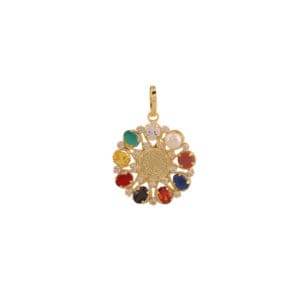 Navratna Shri Yantra Gold-Plated Panchdhatu Pendant - Aemorio