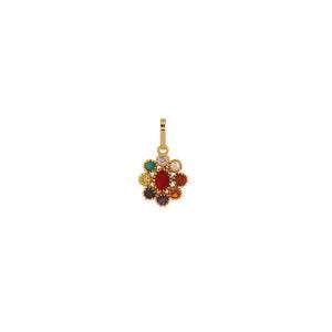🪷 Navratana Round Pendant – Spiritual Harmony & Prosperity - Aemorio
