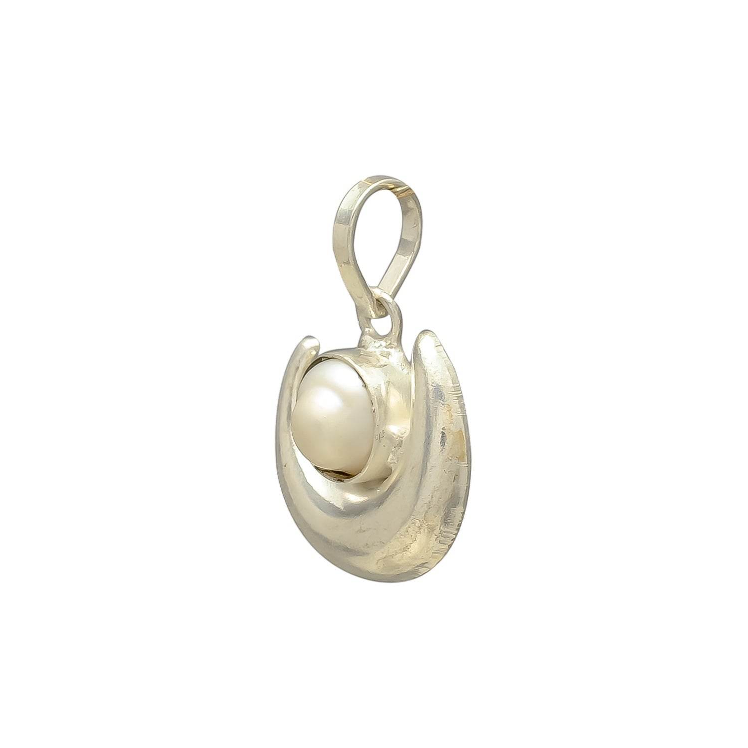 Moon Shape Pearl Pendant - Silver-Plated, Spiritual Benefits - Aemorio