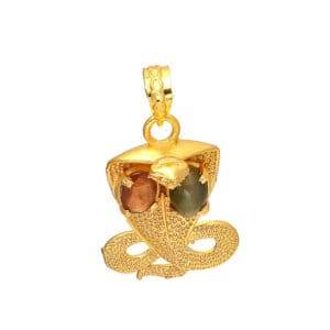 Kaal Sarp Dosh Niwaran Locket with Gomed Stone - Brass Pendant - Aemorio