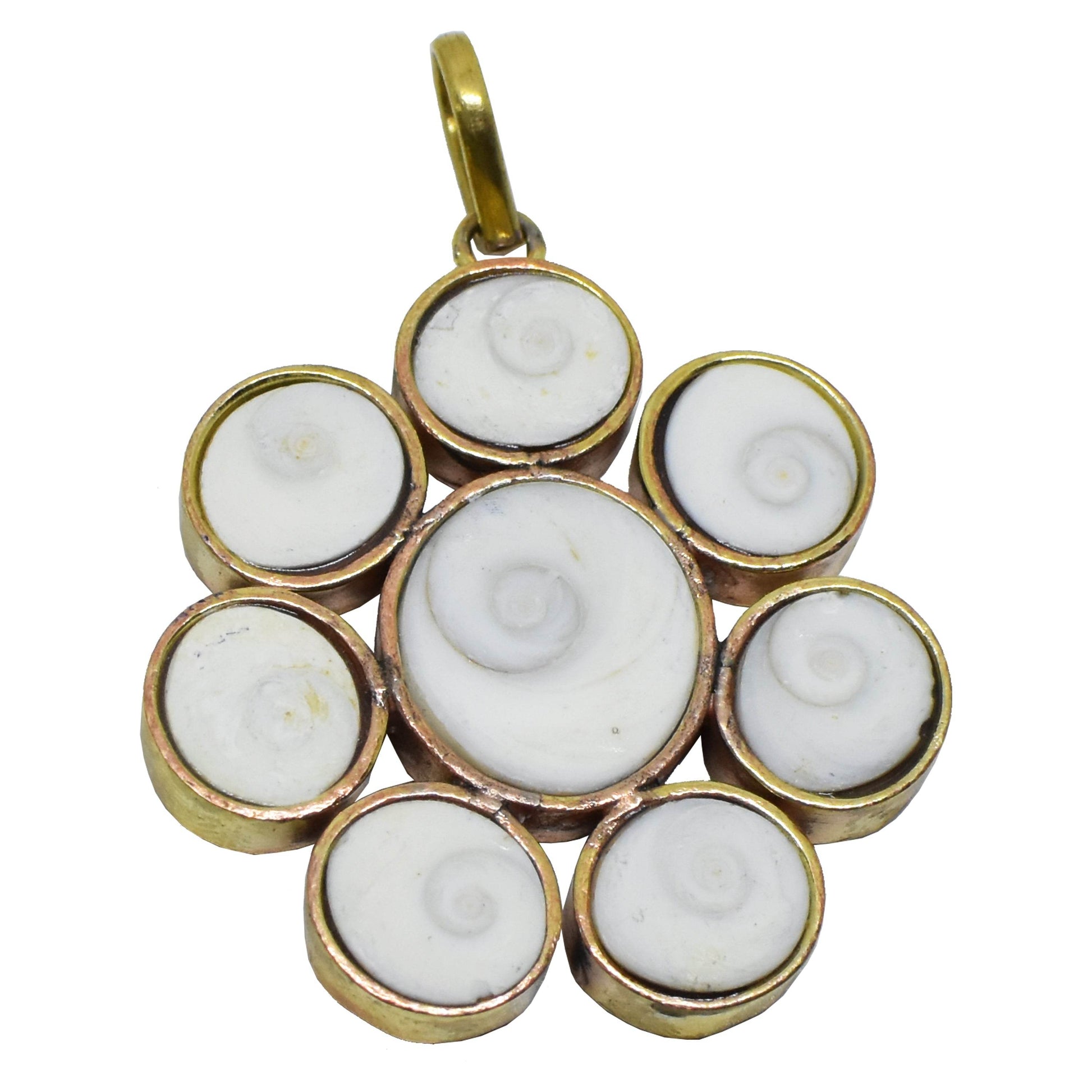 8 Gomti Chakra Stone Pendant Gold Plated - Aemorio
