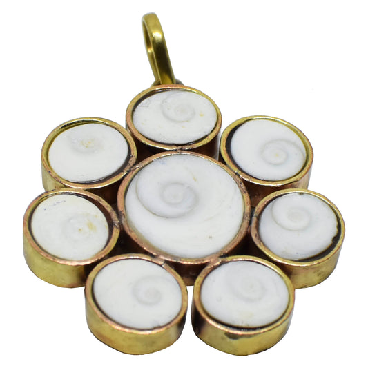 8 Gomti Chakra Stone Pendant Gold Plated - Aemorio