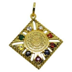 🪷 Navratana Sri Yantra Square Pendant – Divine Energy in Style Enhance your life with sacred geometry and powerful gemstones - Aemorio