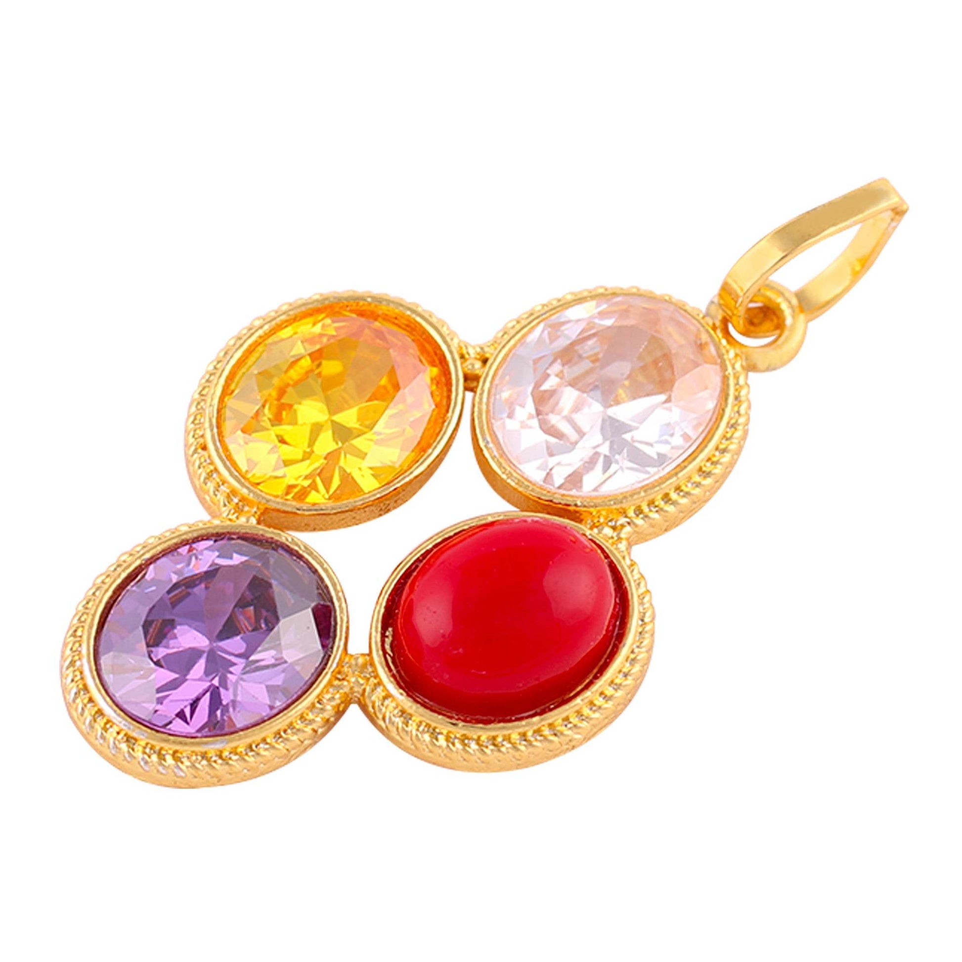 Zircon Coral Blue Yellow Sapphire Pendant Gold-Plated - Aemorio