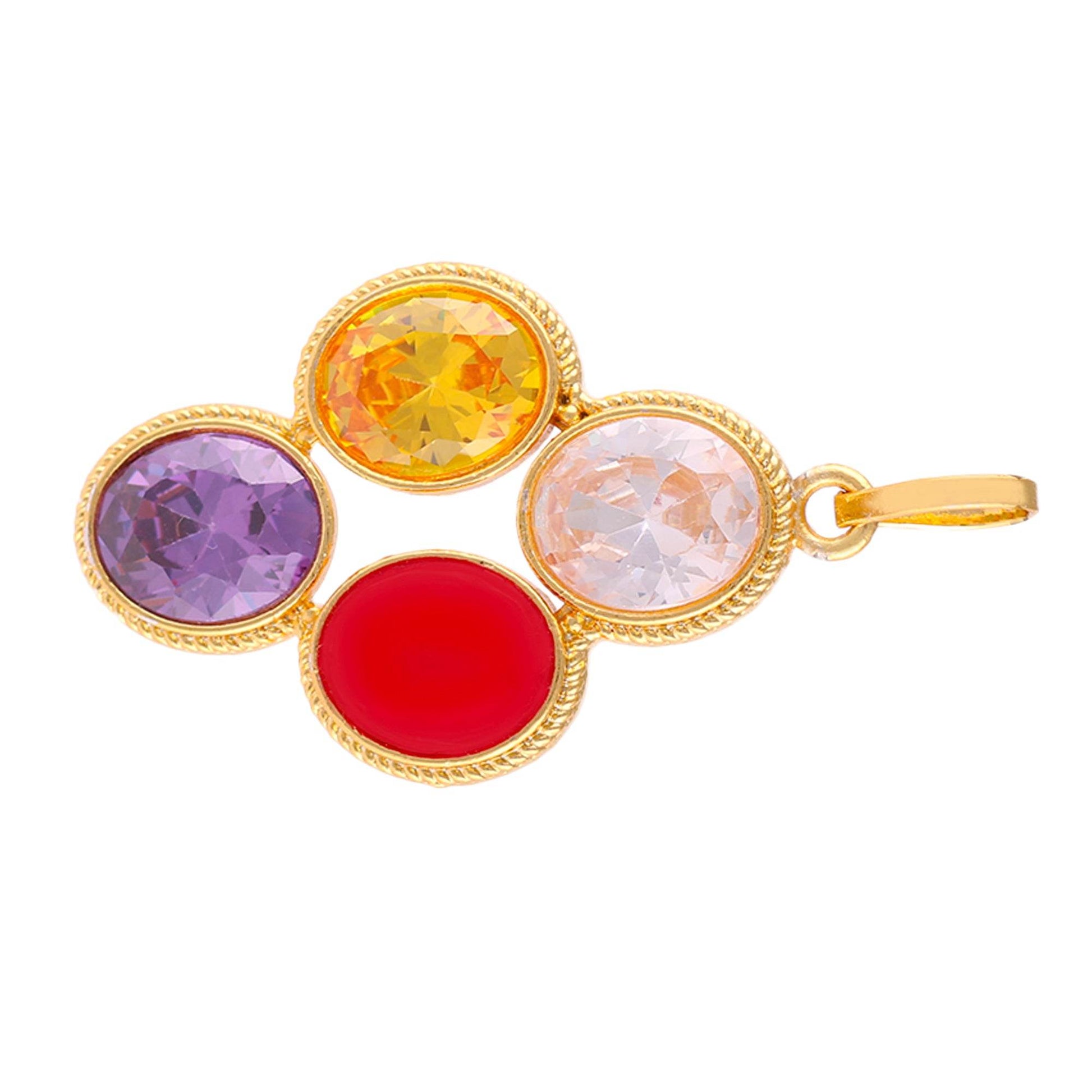 Zircon Coral Blue Yellow Sapphire Pendant Gold-Plated - Aemorio