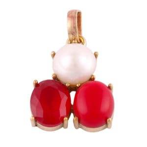 Pearl Coral Ruby Stone Pendant – Gold Plated - Aemorio