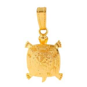 Shri Yantra Pendant with Gold-Plated Brass & Laxmi Blessings - Aemorio