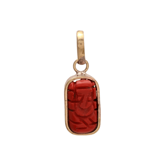 Red Coral Moonga Ganesha Brass Pendant – Spiritual & Healing - Aemorio