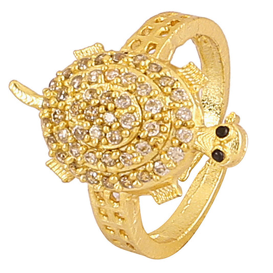 Gold Plated Meru Tortoise Shree Yantra Ring for Men & Women - Aemorio