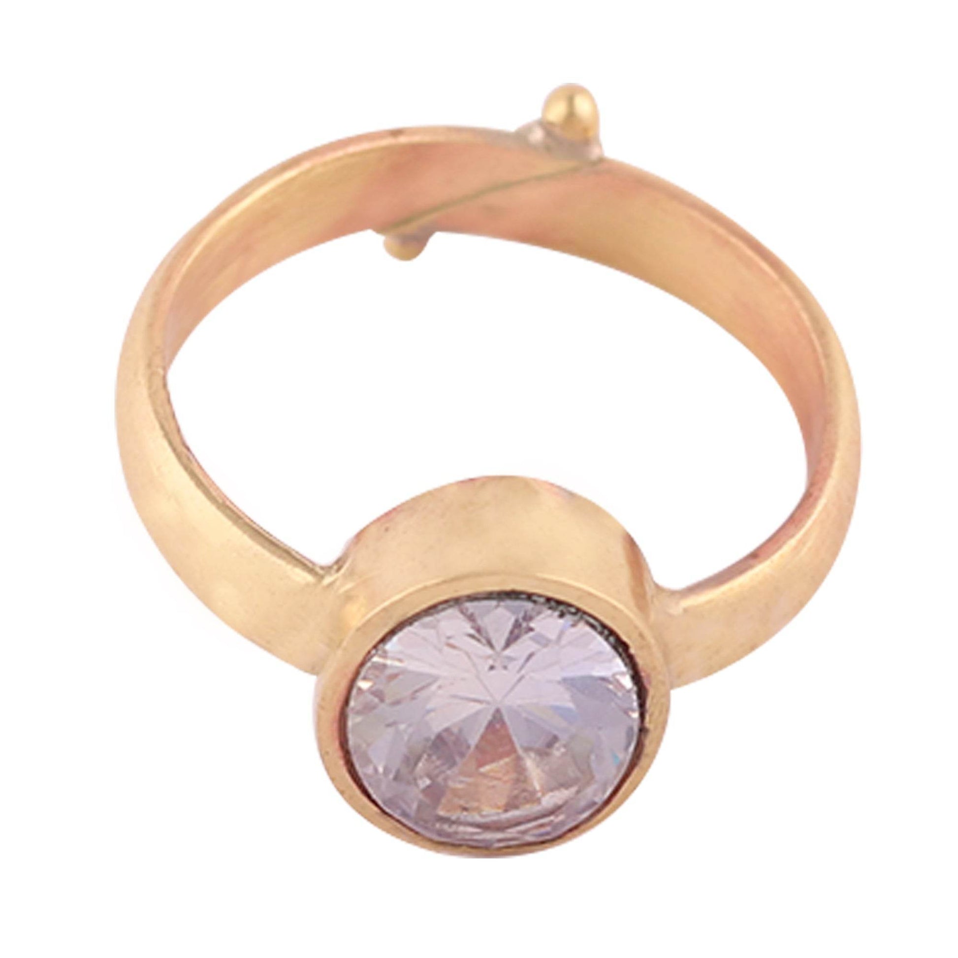 Zircon Panchdhatu Cubic Zirconia Adjustable Ring - Elegant & Healing - Aemorio