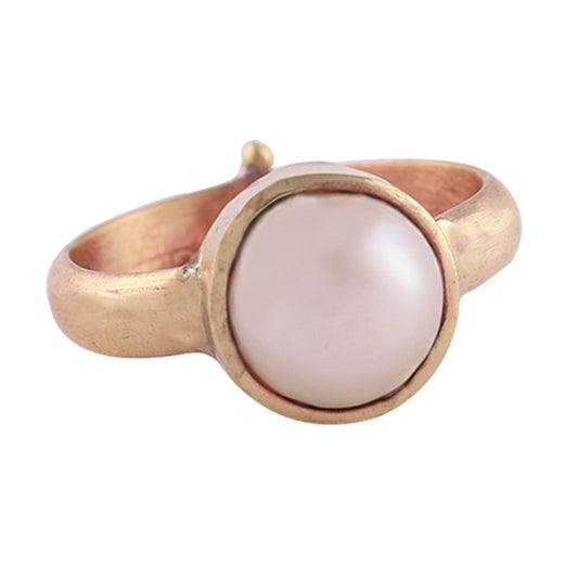 Certified Adjustable Pearl (Moti) Ring – Unisex & Astrological - Aemorio