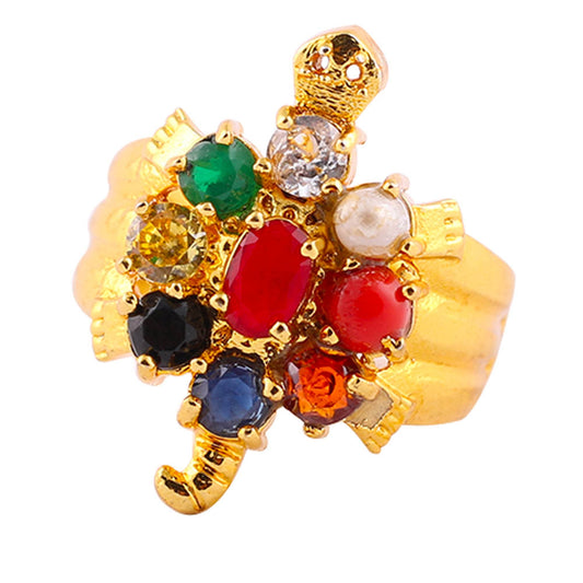 Navratna Tortoise Ring – Prosperity & Protection - Aemorio