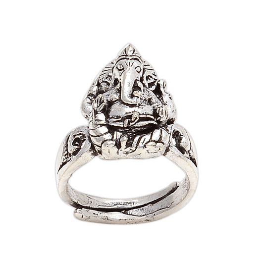 Buy Lord Ganesha Silver Ring – Panchdhatu Spiritual Ring - Aemorio