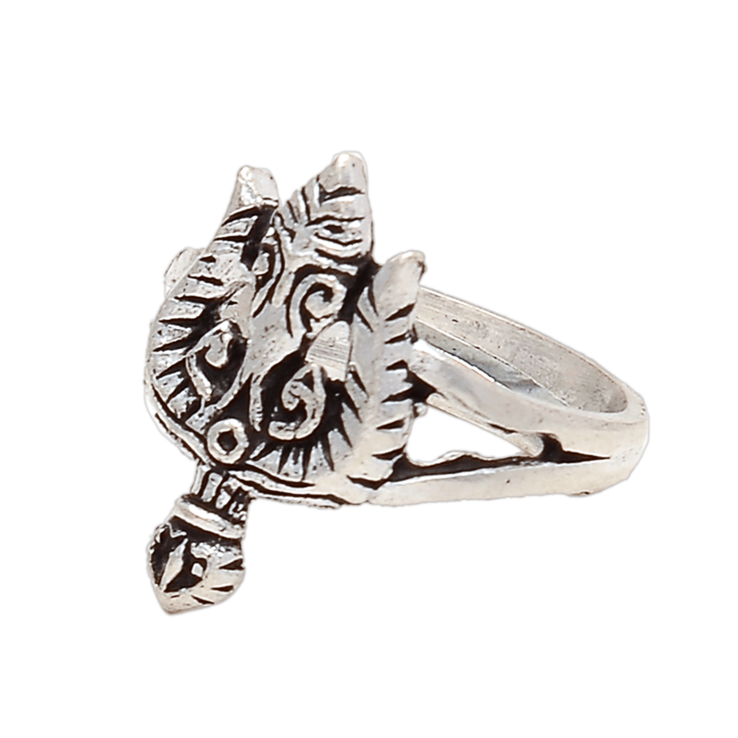 Lord Shiva Trishul Ring in Silver Finish – Panchdhatu - Aemorio