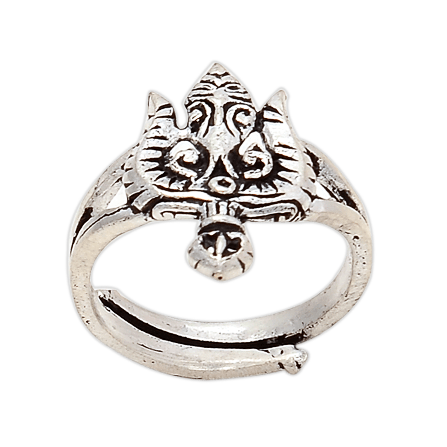 Lord Shiva Trishul Ring in Silver Finish – Panchdhatu - Aemorio
