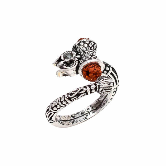 Rudraksha Trishul Damru Silver Ring – For Men & Women - Aemorio