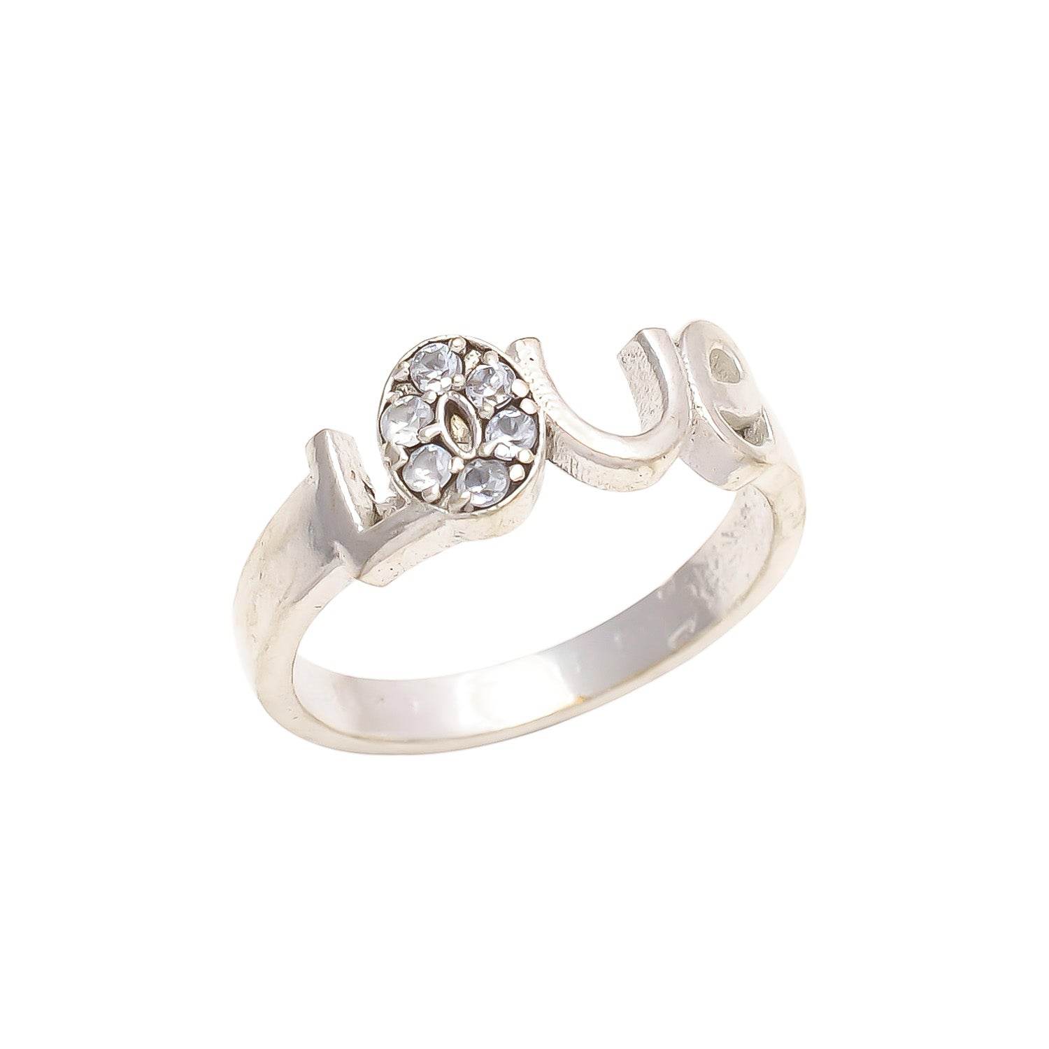 Aemorio Rhodium-Plated Silver Love Ring - Elegant & Timeless - Aemorio