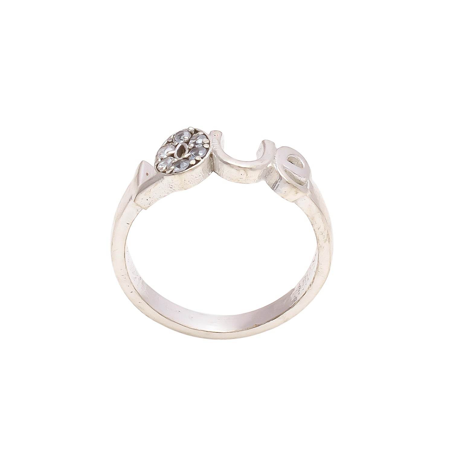 Aemorio Rhodium-Plated Silver Love Ring - Elegant & Timeless - Aemorio