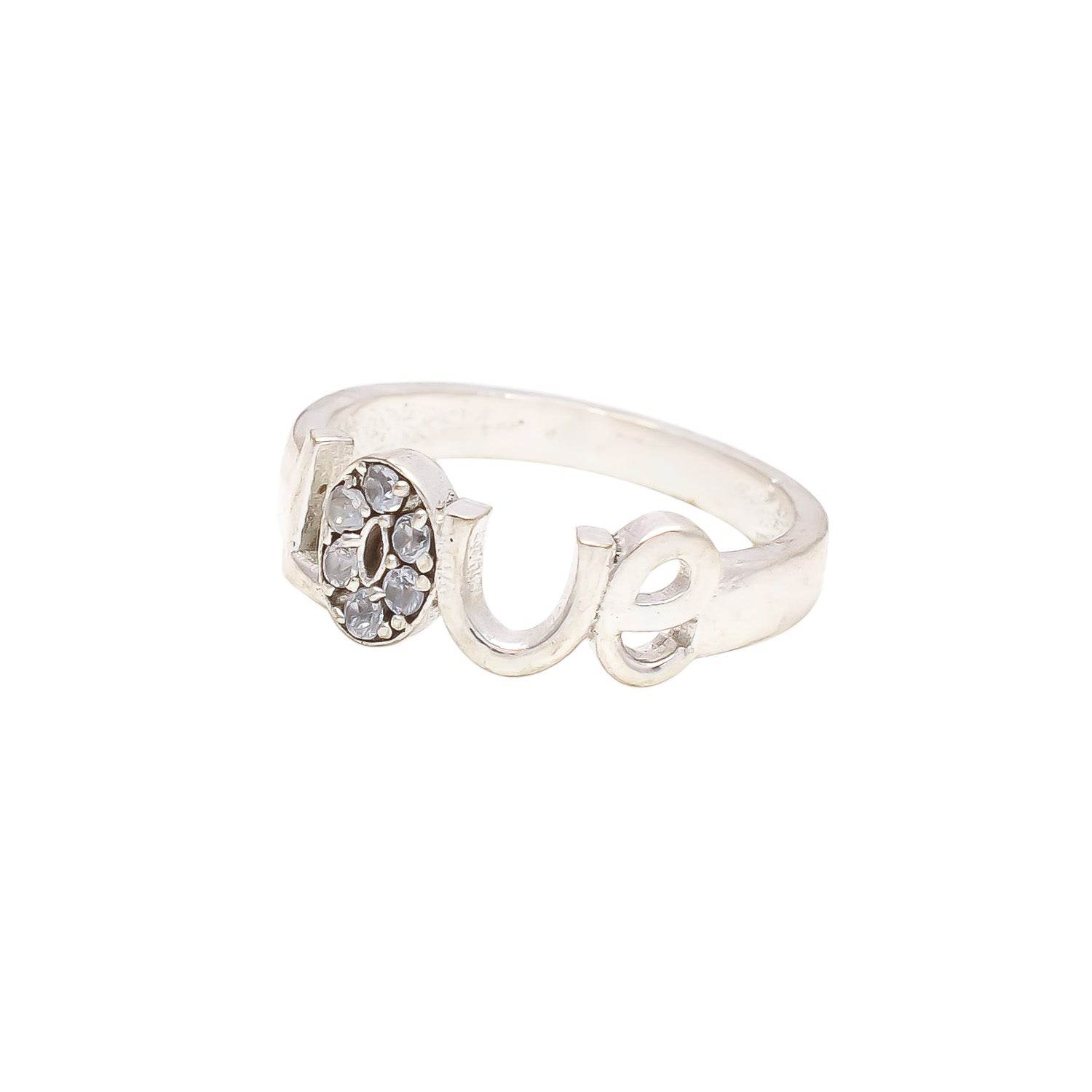 Aemorio Rhodium-Plated Silver Love Ring - Elegant & Timeless - Aemorio