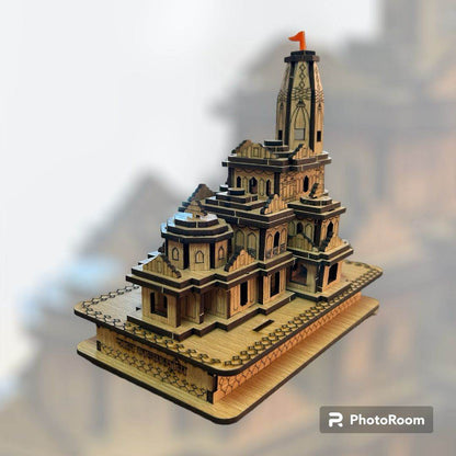 Ram Mandir Temple 3D Model - 6.5 Inch Decorative Sculpture - Aemorio
