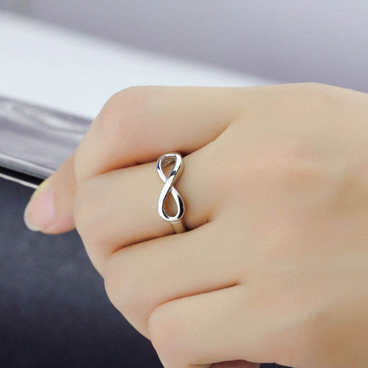 Aemorio Rhodium-Plated Silver Infinity Adjustable Ring - Aemorio