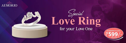 Aemorio Rhodium-Plated Silver Love Ring - Elegant & Timeless - Aemorio