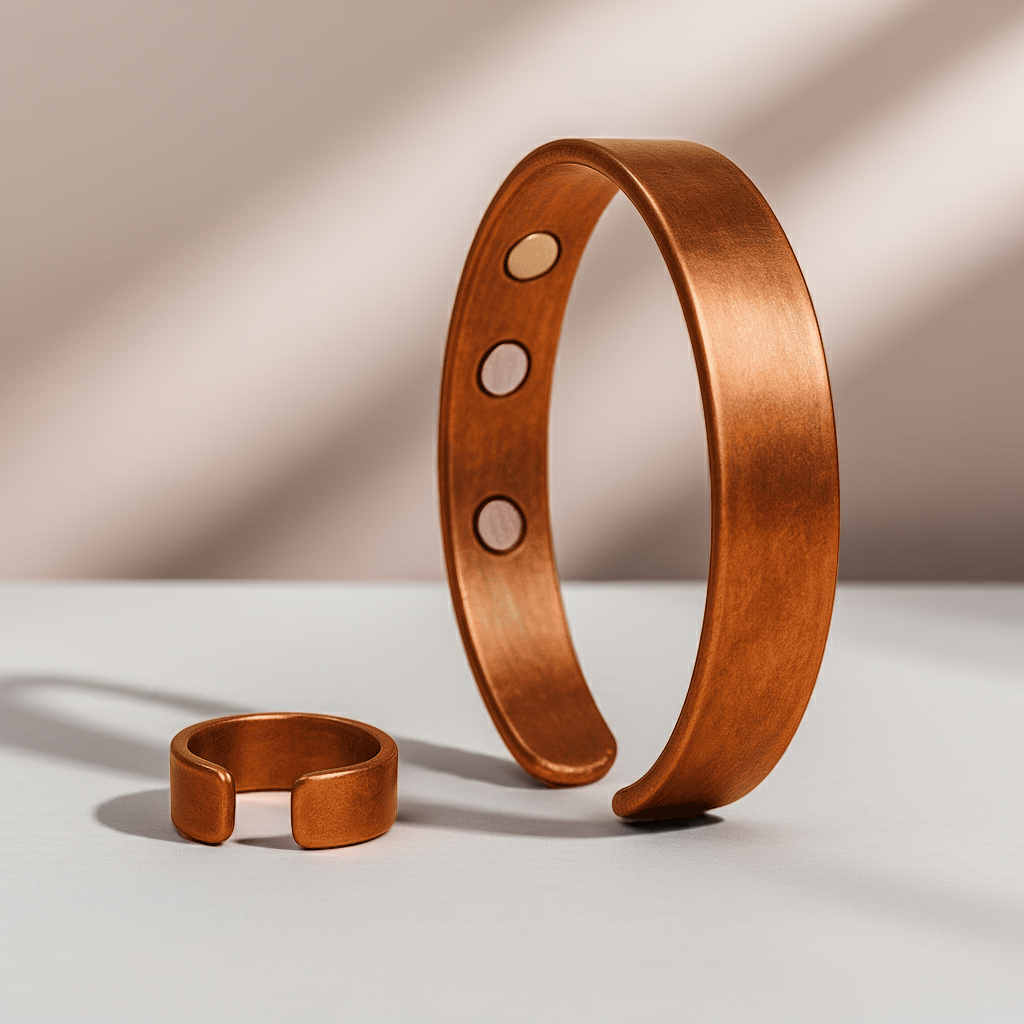 Copper Magnetic Kada & Ring Set – Pure Copper Healing Jewelry for Arthritis, Joint Pain & Energy Balance