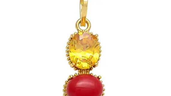 Yellow sapphire red on sale coral and pearl