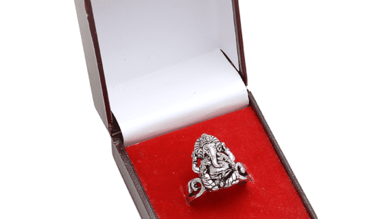 Shri Ganesha Oxidised Ring - Mata Payals Exclusive Silver Jewellery