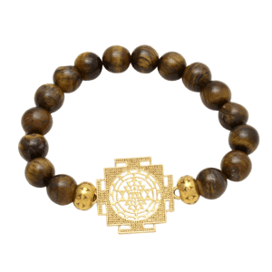 100% Natural Sri Yantra made in Tiger Eye Stone Bracelet