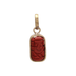 Red Coral Moonga Ganesh Handmade Natural Ganesh ji Panchdhatu Brass Pendant for Men and Women