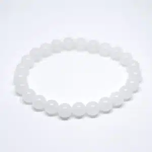 Agate White Stone Beads Elastic Bracelet