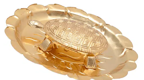 Golden Coloured Meru Plate Kachua Tortoise With Water Holding Plate