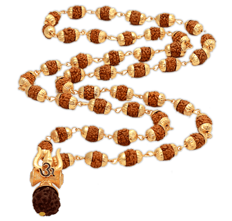 5 Face Rudraksha Mala With Trishul Om Damru Locket