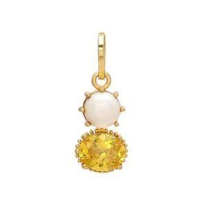 Synthetic Moti & Yellow Sapphire Stone Pendant/Locket for Men & Women