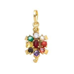 Real Pearl Synthetic Navratan Stone Tortoise Shaped Locket for Men And Women
