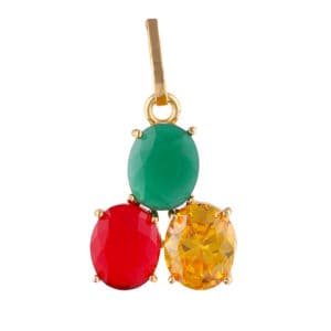 Emerald Yellow Sapphire & Ruby Stone Pendant Gold Plated