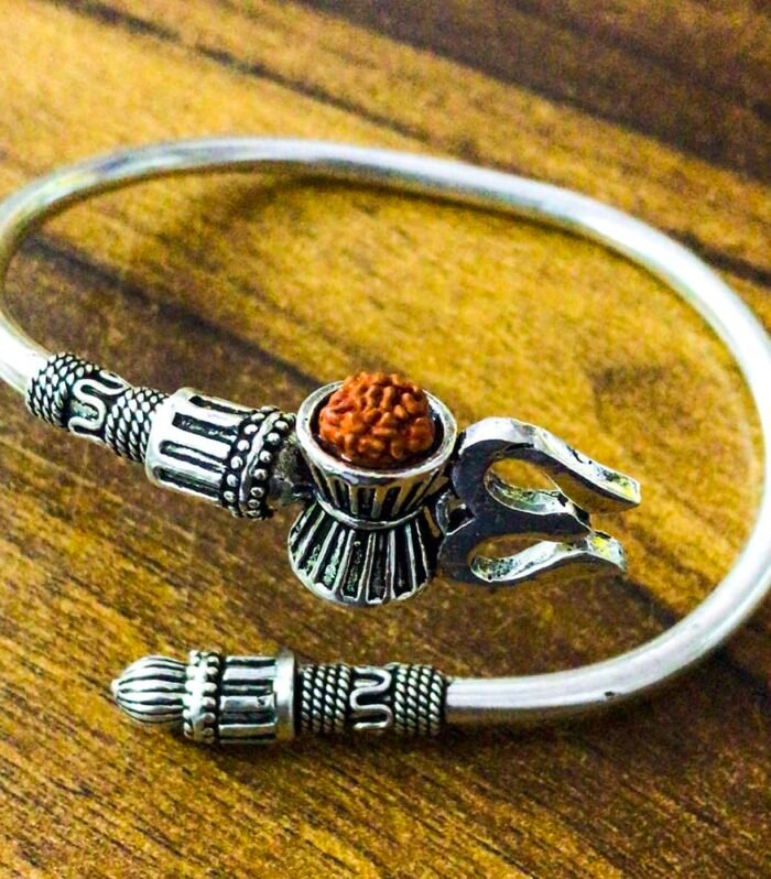 Original Rudraksha Trishul Damru Designer Kada Bracelet
