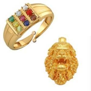 Buy 1 Navratan Chowki Ring & Get 1 Free Lion Locket